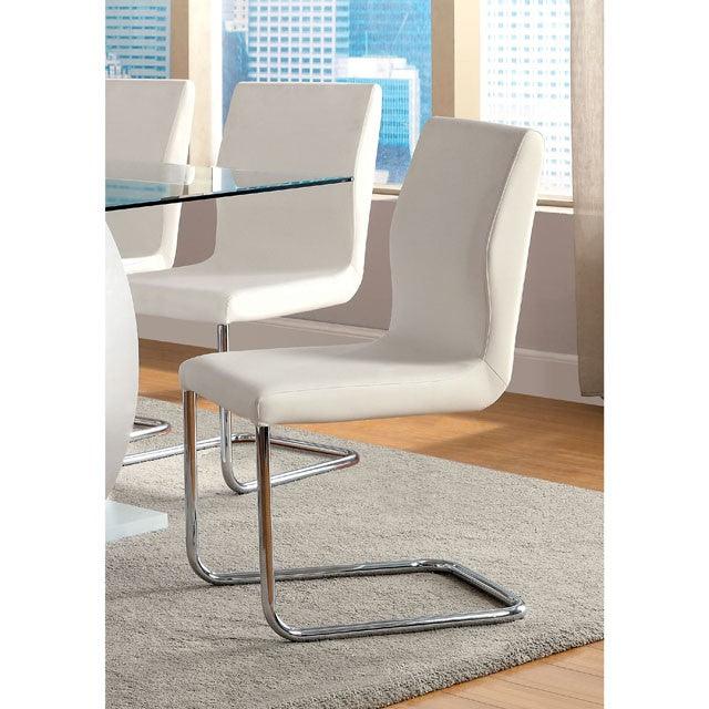 Lodia CM3825WH-SC-2PK White Contemporary Side Chair (2/Box) By Furniture Of America - sofafair.com