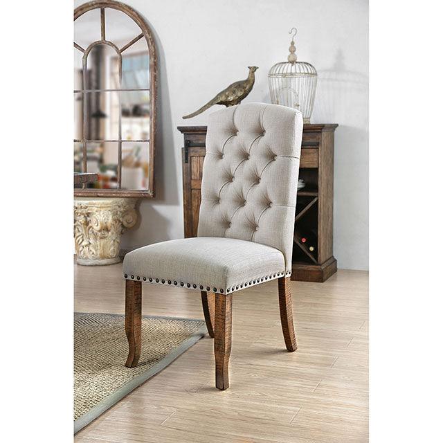 Gianna CM3829F-SC-2PK Rustic Oak/Ivory Rustic Side Chair (2/Ctn) By Furniture Of America - sofafair.com