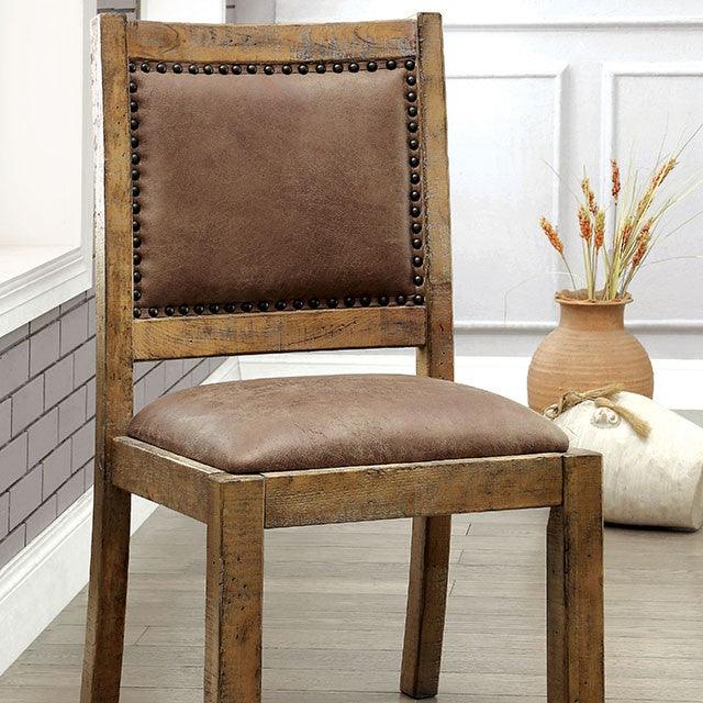 Gianna CM3829SC-2PK Rustic Oak/Brown Rustic Side Chair (2/Box) By Furniture Of America - sofafair.com