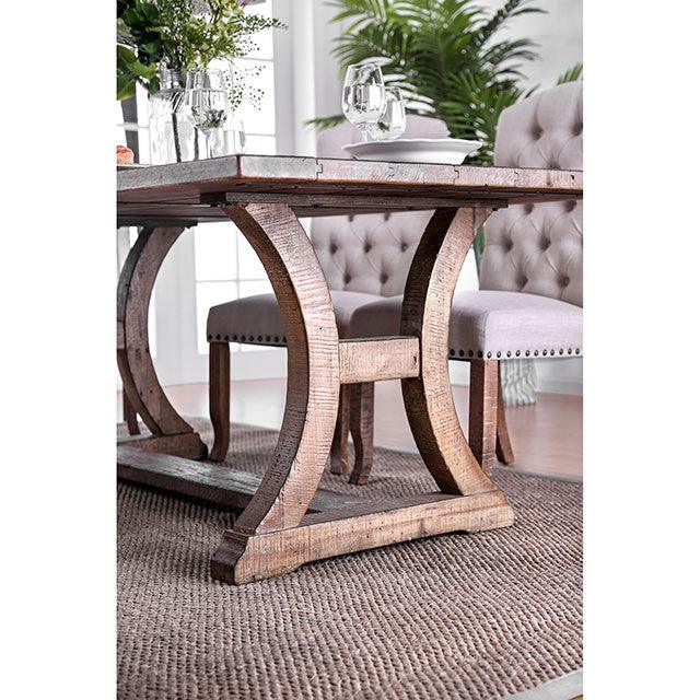 Gianna CM3829T-77 Rustic Oak/Brown Rustic 77" Dining Table By Furniture Of America - sofafair.com