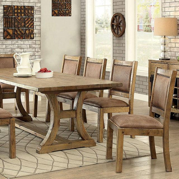 Gianna CM3829T Rustic Oak/Brown Rustic 96" Dining Table By Furniture Of America - sofafair.com