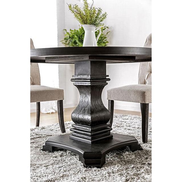 Nerissa CM3840RT Antique Black/Beige Rustic Round Table By Furniture Of America - sofafair.com