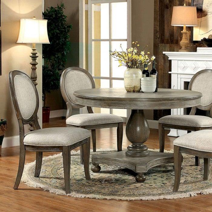 Kathryn CM3872RT Rustic Dark Oak Transitional Round Dining Table By furniture of america - sofafair.com