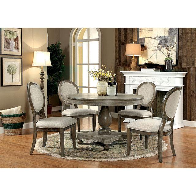 Kathryn CM3872SC-2PK Rustic Oak/Beige Transitional Side Chair (2/Ctn) By Furniture Of America - sofafair.com