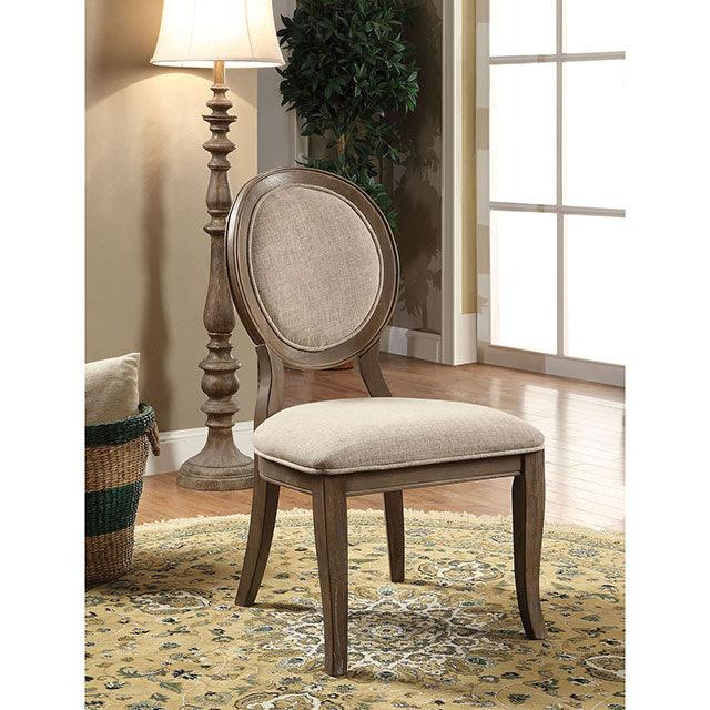 Kathryn CM3872SC-2PK Rustic Oak/Beige Transitional Side Chair (2/Ctn) By Furniture Of America - sofafair.com