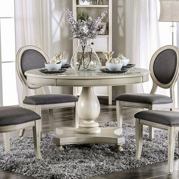 Kathryn CM3872WH-RT Antique White Transitional Round Dining Table By furniture of america - sofafair.com