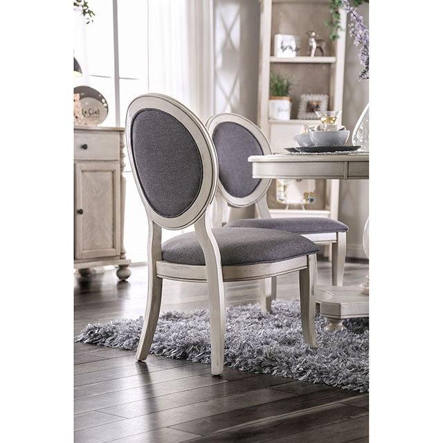 Kathryn CM3872WH-SC-2PK Antique White/Gray Transitional Side Chair (2/Ctn) By Furniture Of America - sofafair.com