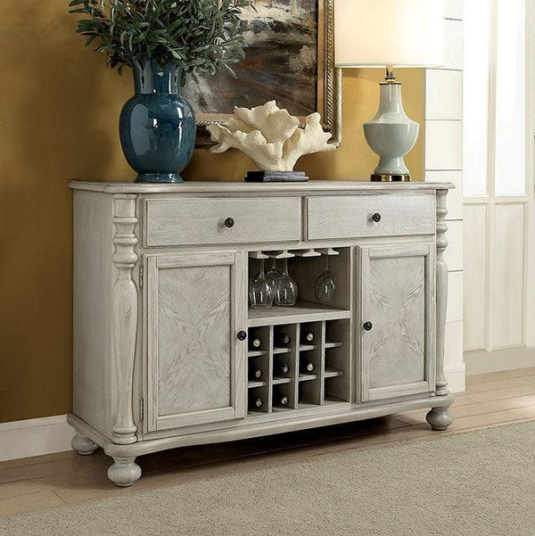 Siobhan CM3872WH-SV Antique White Transitional Server By Furniture Of America - sofafair.com