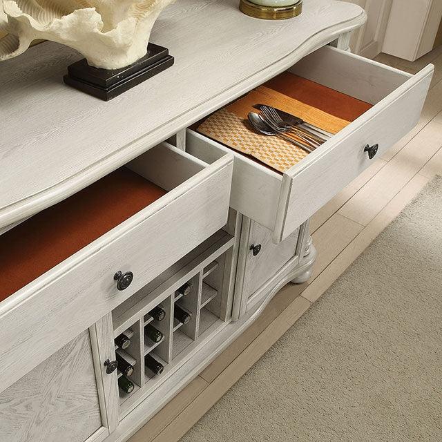 Siobhan CM3872WH-SV Antique White Transitional Server By Furniture Of America - sofafair.com