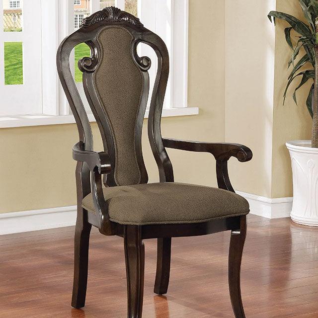 Rosalina CM3878AC-2PK Walnut/Beige Transitional Arm Chair (2/Ctn) By Furniture Of America - sofafair.com