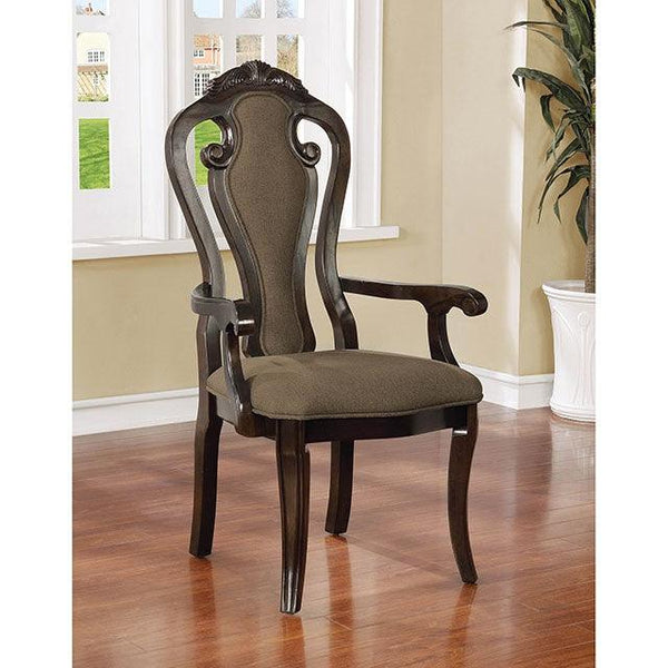Rosalina CM3878AC-2PK Walnut/Beige Transitional Arm Chair (2/Ctn) By Furniture Of America - sofafair.com