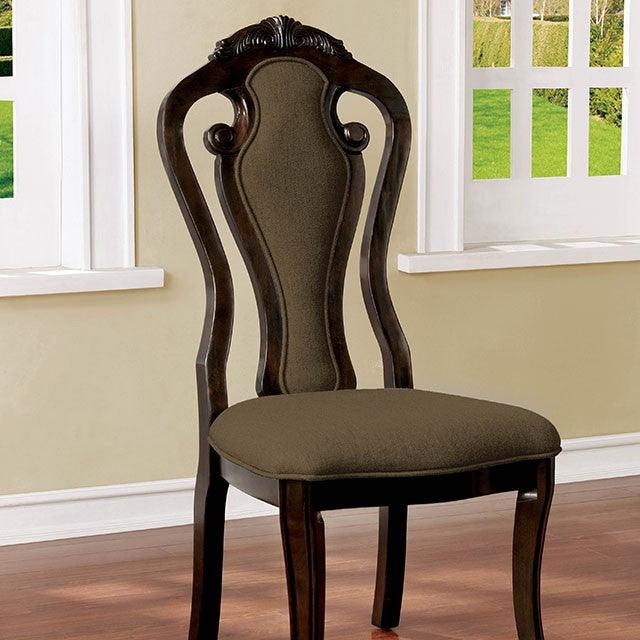 Rosalina CM3878SC-2PK Walnut/Beige Transitional Side Chair (2/Ctn) By Furniture Of America - sofafair.com