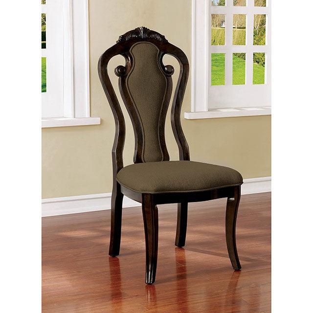Rosalina CM3878SC-2PK Walnut/Beige Transitional Side Chair (2/Ctn) By Furniture Of America - sofafair.com