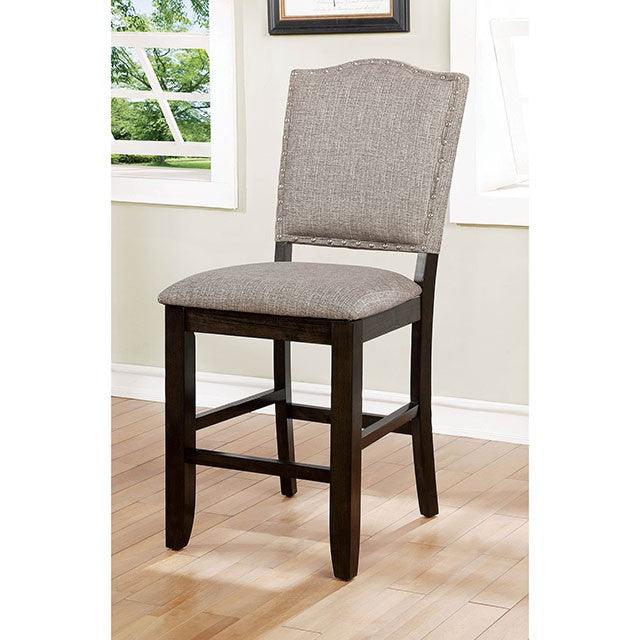 Teagan CM3911PC Dark Walnut/Gray Transitional Counter Ht. Chair (2/Ctn) By Furniture Of America - sofafair.com