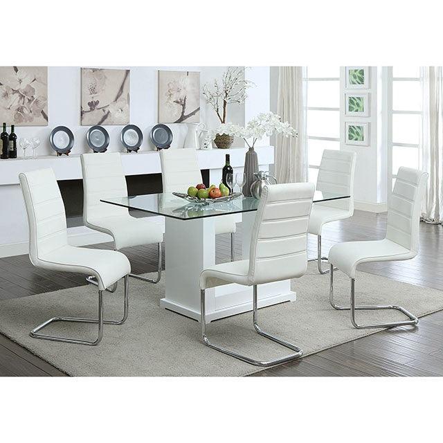 Eva CM3917T White/Clear Contemporary Dining Table By Furniture Of America - sofafair.com