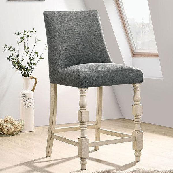 Plymouth CM3979PC-2PK Ivory/Dark Gray Rustic Counter Ht. Chair By Furniture Of America - sofafair.com