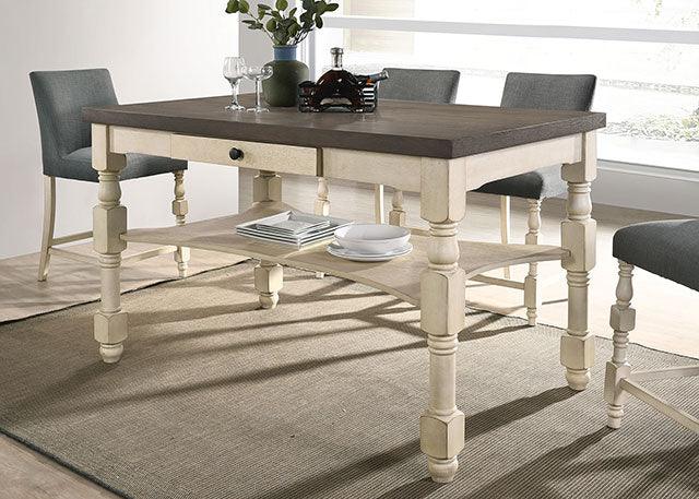 Plymouth CM3979PT Ivory/Dark Gray Rustic Counter Ht. Table By Furniture Of America - sofafair.com