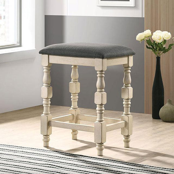 Plymouth CM3979ST-2PK Ivory/Dark Gray Rustic Counter Ht. Stool By Furniture Of America - sofafair.com