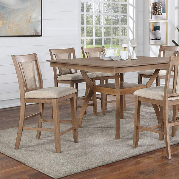 Upminster CM3984NT-PT Natural Tone Transitional Counter Ht. Table By Furniture Of America - sofafair.com