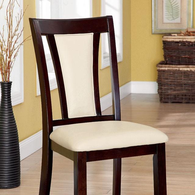 Brent CM3984SC-2PK Dark Cherry/Ivory Transitional Side Chair (2/Box) By Furniture Of America - sofafair.com