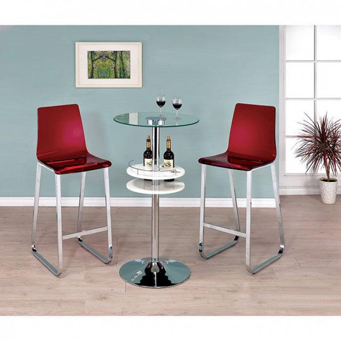 Xena CM3990RD-BC-2PK Red/Chrome Contemporary Bar Chair (2/Box) By furniture of america - sofafair.com