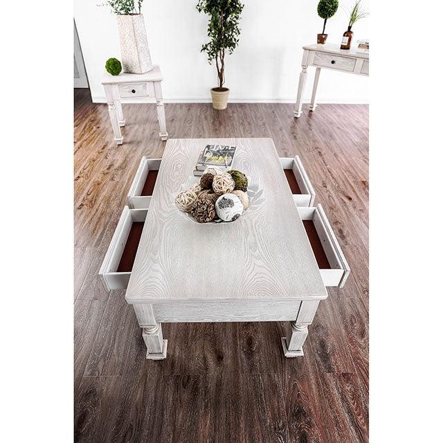 Joliet CM4089E Antique White Transitional End Table By Furniture Of America - sofafair.com