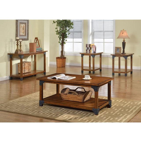 Bozeman CM4102-3PK Antique Oak Industrial 3 Pc. Table Set By Furniture Of America - sofafair.com