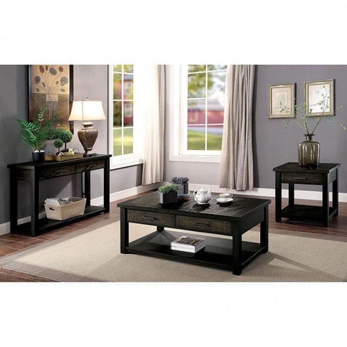 Rhymney CM4123E Dark Oak/Multi Rustic End Table By furniture of america - sofafair.com