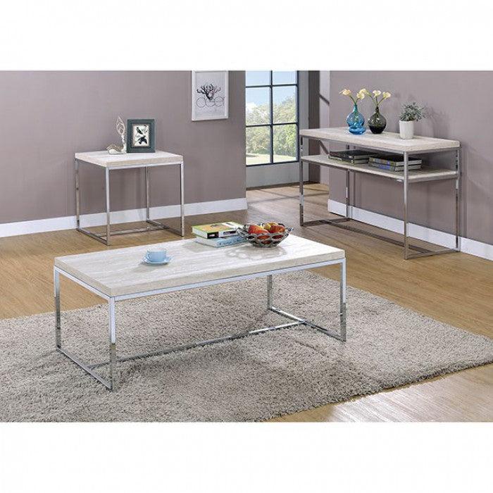 Olle CM4151E Natural/Chrome Contemporary End Table By furniture of america - sofafair.com