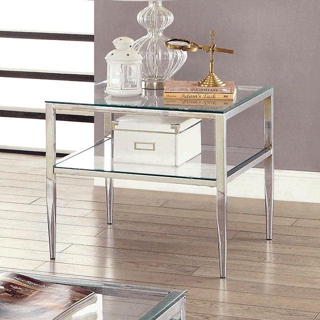 Tanika CM4162CRM-E Chrome Contemporary End Table By Furniture Of America - sofafair.com