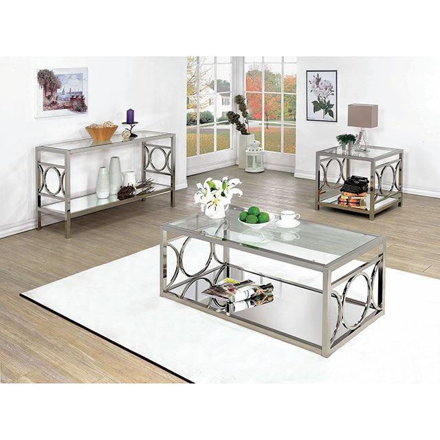 End Table by Furniture Of America Rylee CM4166CRM-E Chrome Contemporary - sofafair.com