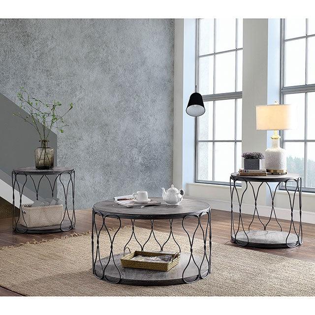 Hawdon CM4171E Gray Industrial End Table By Furniture Of America - sofafair.com