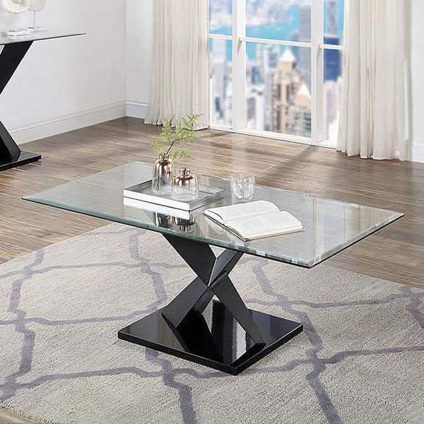 Xanthus CM4191BK-C Black Contemporary Coffee Table By Furniture Of America - sofafair.com