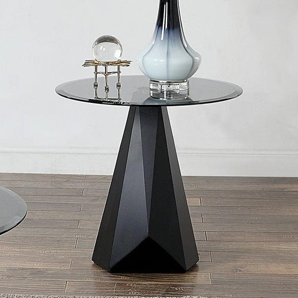 Bishop CM4192BK-E Black/Gray Contemporary End Table By Furniture Of America - sofafair.com