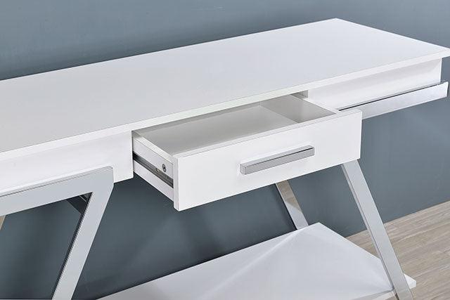 Titus CM4193WH-S White/Chrome Contemporary Sofa Table By Furniture Of America - sofafair.com
