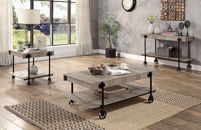 Lobb CM4217A-E Natural Tone/Black Industrial End Table By Furniture Of America - sofafair.com