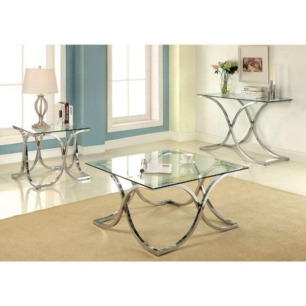 Luxa CM4233E-PK Chrome Contemporary End Table By Furniture Of America - sofafair.com