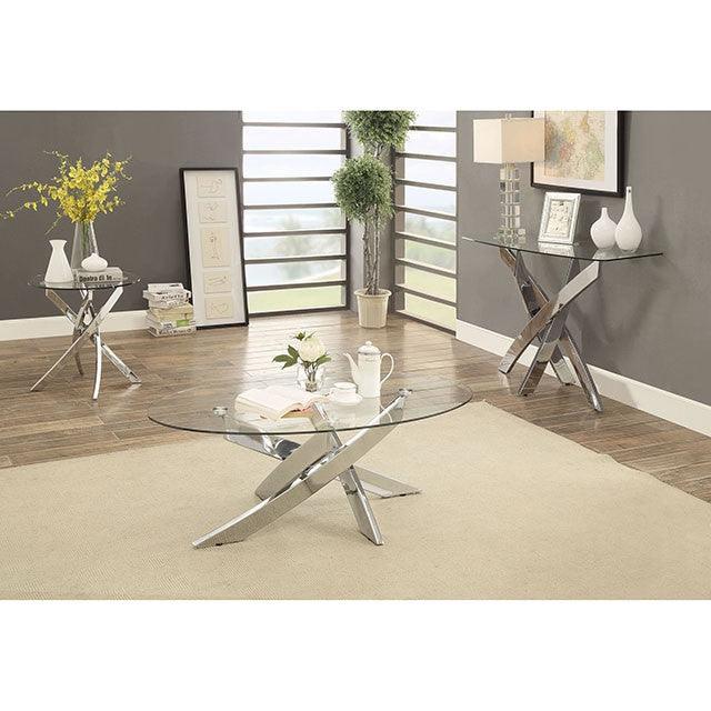 Laila CM4241E Chrome Contemporary End Table By Furniture Of America - sofafair.com