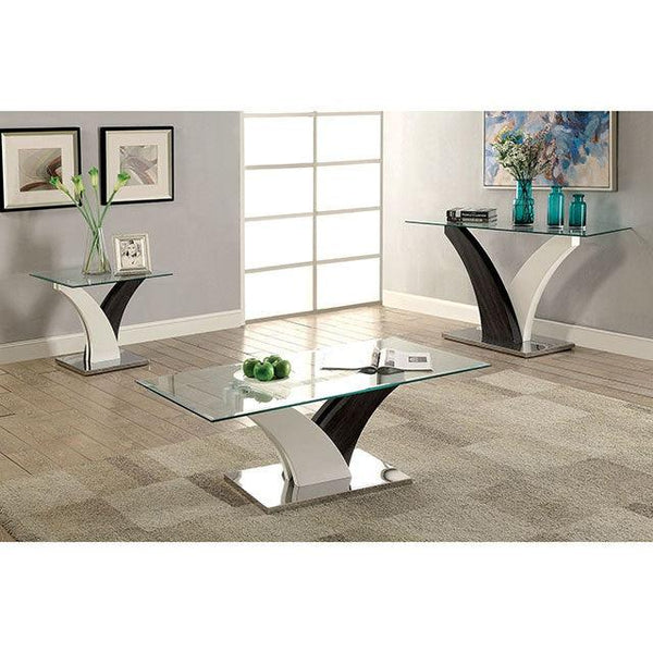 Sloane CM4244E White/Dark Gray/Chrome Contemporary End Table By Furniture Of America - sofafair.com