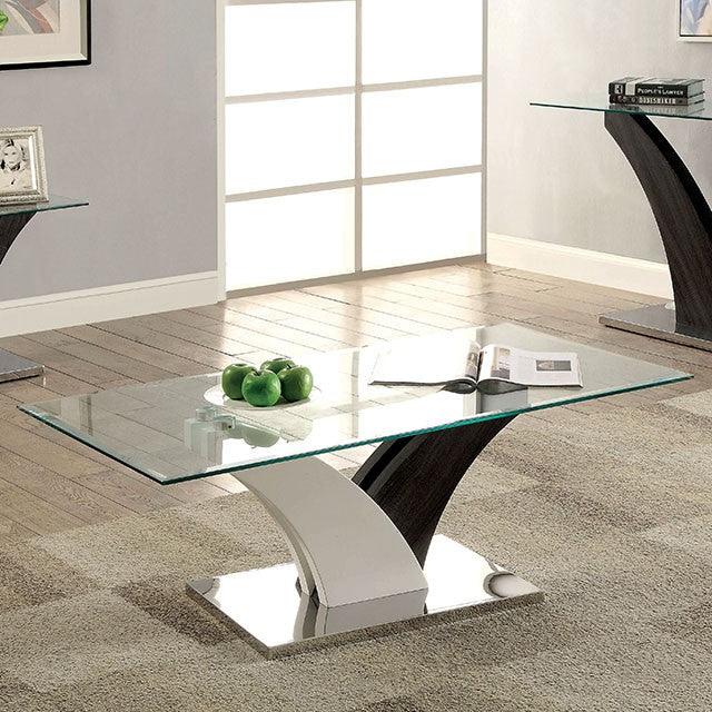 Sloane CM4244C White/Dark Gray/Chrome Contemporary Coffee Table By Furniture Of America - sofafair.com