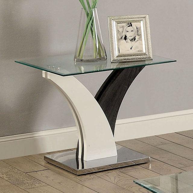 Sloane CM4244E White/Dark Gray/Chrome Contemporary End Table By Furniture Of America - sofafair.com