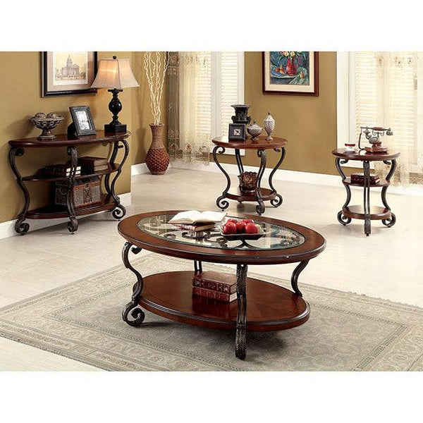 May CM4326E Brown Cherry Traditional End Table By Furniture Of America - sofafair.com
