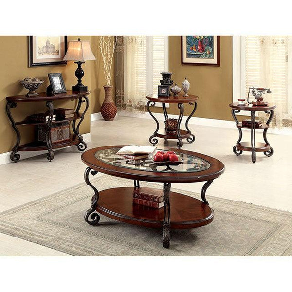 May CM4326T Brown Cherry Traditional Side Table By Furniture Of America - sofafair.com