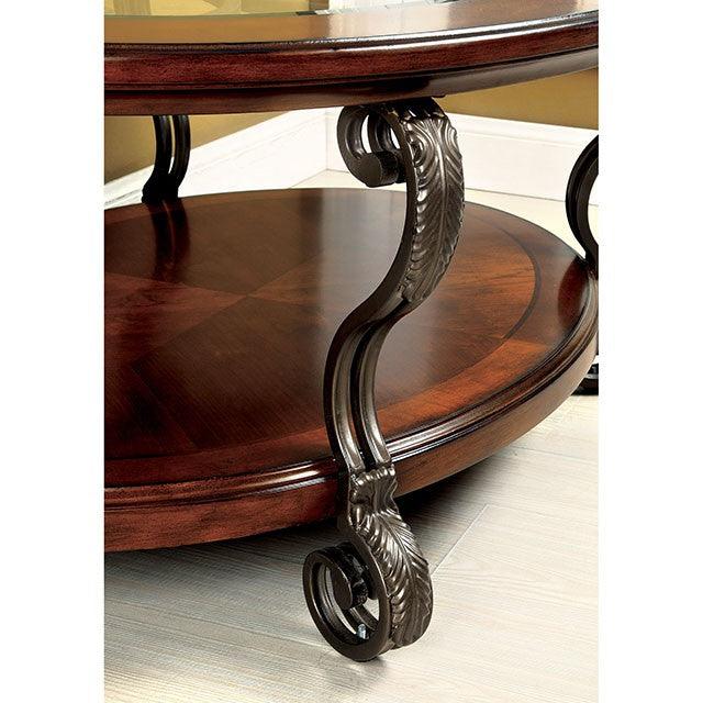 May CM4326C Brown Cherry Traditional Coffee Table By Furniture Of America - sofafair.com