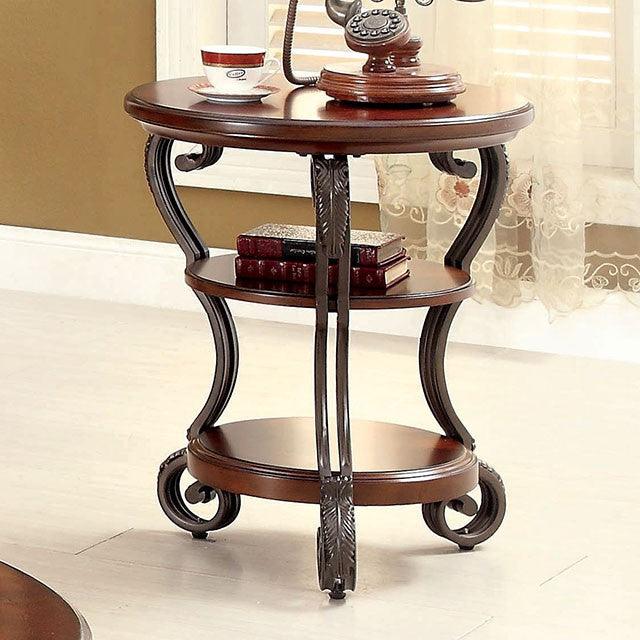 Side Table by Furniture Of America May CM4326T Brown Cherry Traditional - sofafair.com
