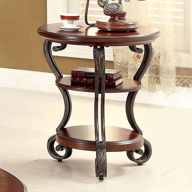 May CM4326T Brown Cherry Traditional Side Table By Furniture Of America - sofafair.com