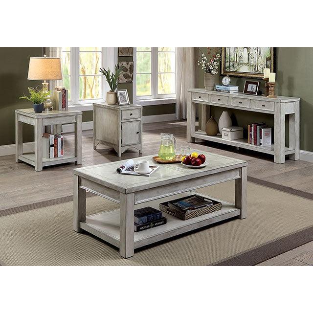 Meadow CM4327WH-E Antique White Rustic End Table By Furniture Of America - sofafair.com