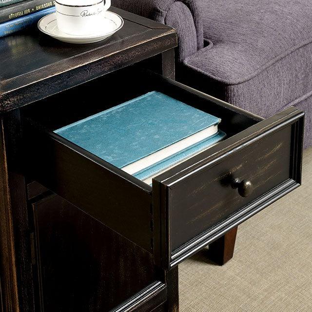 Meadow CM4327T Antique Black Rustic Side Table By Furniture Of America - sofafair.com