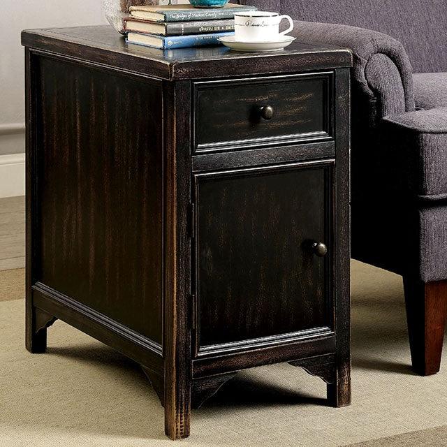 Meadow CM4327T Antique Black Rustic Side Table By Furniture Of America - sofafair.com