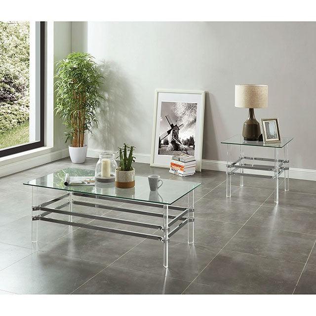 Trofa CM4351E Chrome Contemporary End Table By Furniture Of America - sofafair.com